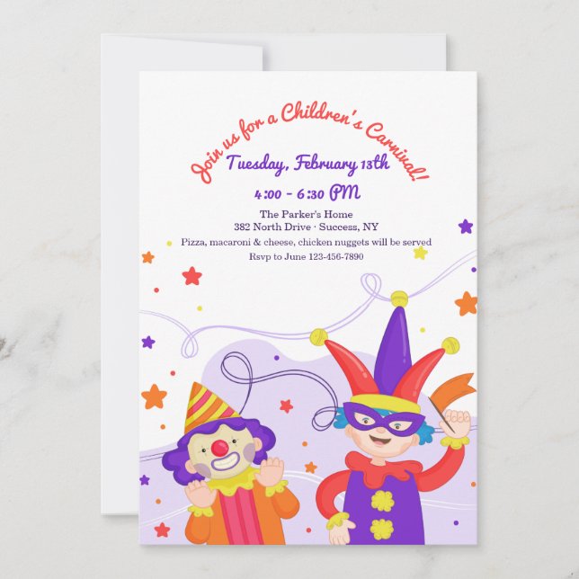 Invitation du carnaval des enfants (Devant)
