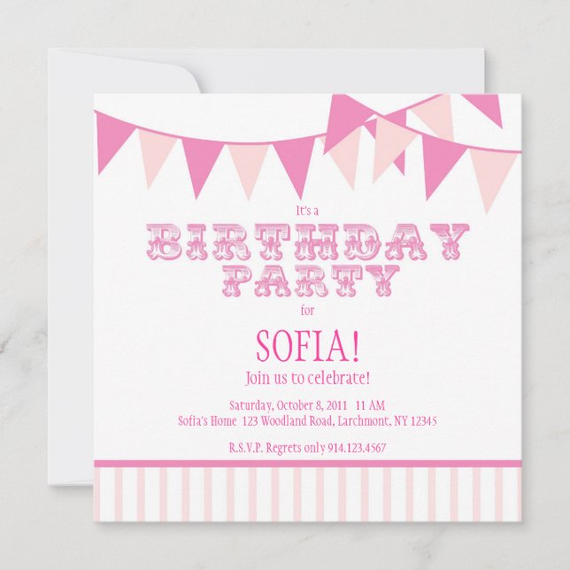 Invitation du Carnaval rose (Devant)