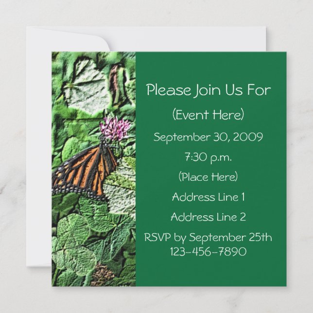 Invitation du Carré Monarch Butterfly Nature (Devant)