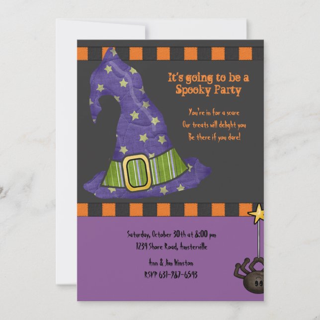 Invitation du Casquette de Witch à la fête d'Hallo (Devant)