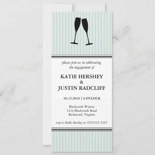 Invitation du Champagne Toast Engagement Party (Devant)