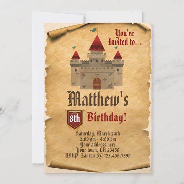 Invitation du château médiéval (Devant)