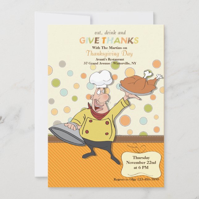 Invitation Du Chef Du Dîner De Thanksgiving (Devant)