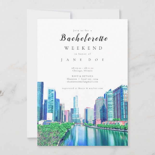 Invitation du Chicago River Bachelorette Party (Devant)