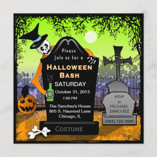 Invitation du cimetière d'Halloween Bash