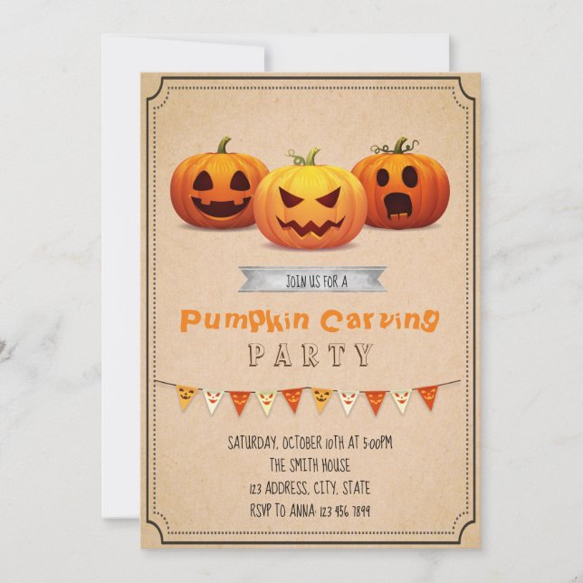 Invitation du Citrouille Carving Party (Devant)