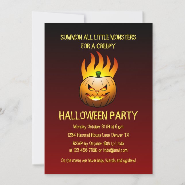 Invitation du Citrouille de l'Halloween déplaisant (Devant)