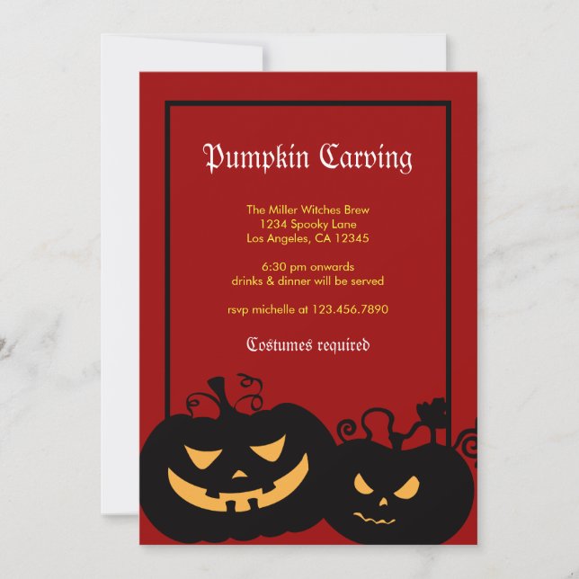 Invitation du Citrouille d'Halloween (Devant)