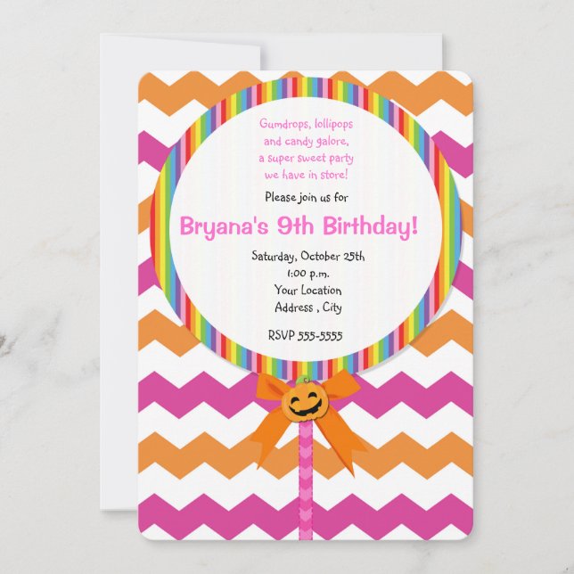 Invitation du Citrouille d'Halloween Pink Chevron  (Devant)