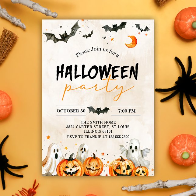 Invitation du Citrouille Ghost Party d'Halloween (Créateur téléchargé)