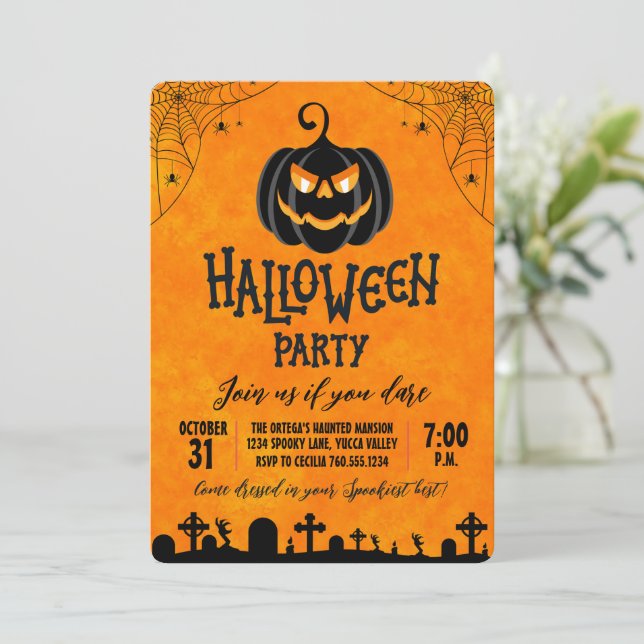 Invitation du citrouille Halloween Party (Debout devant)