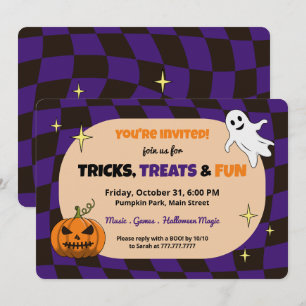 Invitation du Citrouille rétro Halloween Kids Part