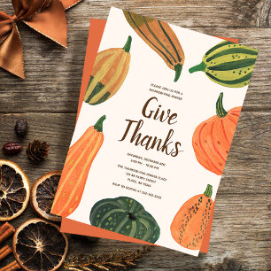 Invitation du Citrouille Rustic Thanksgiving Dîner