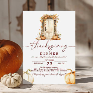 Invitation du Citrouille Rustic Thanksgiving Dîner