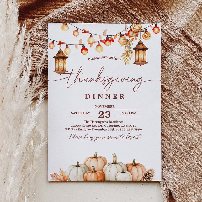 Invitation du Citrouille Rustic Thanksgiving Dîner (Créateur téléchargé)