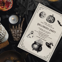 Invitation du Citrouille Vintage sorcier Halloween