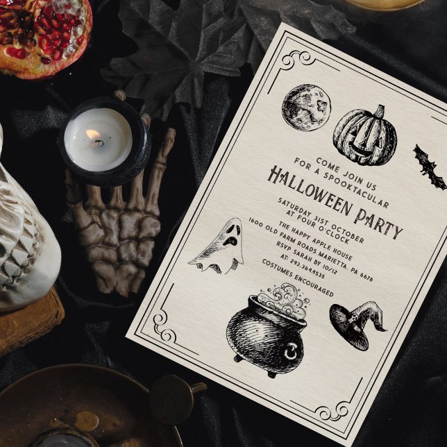 Invitation du Citrouille Vintage sorcier Halloween (Créateur téléchargé)