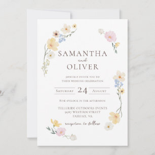 Invitation du code QR du Mariage d'aquarelle flora