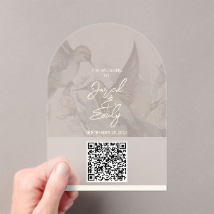 Invitation du code QR du Mariage de colibri