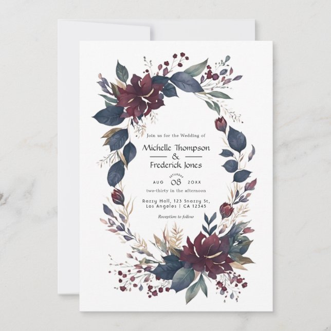 Invitation du code QR du Mariage Floral de la Bour (Devant)