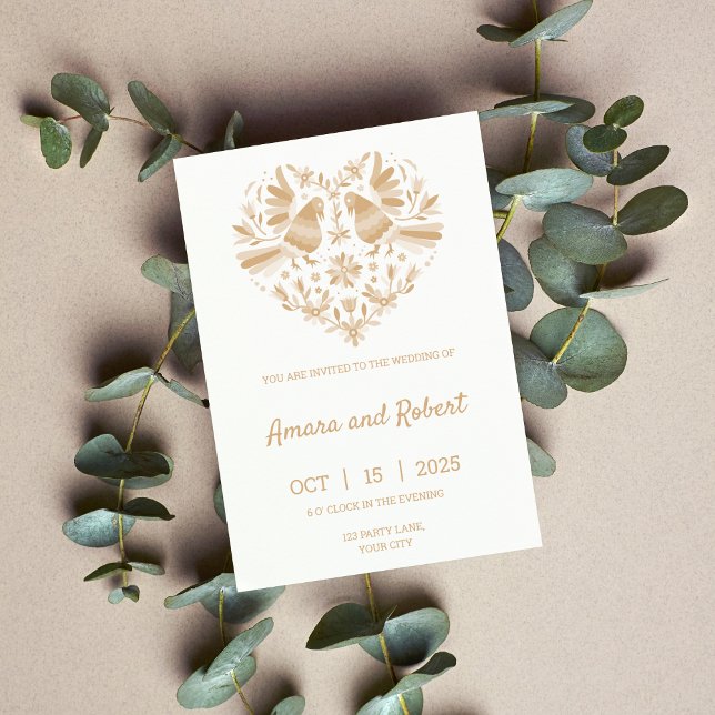 INVITATION DU COEUR DU MEXIQUE OTOMI Beige (Créateur téléchargé)