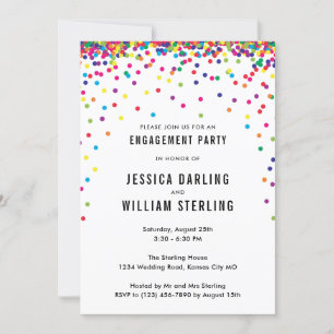 Invitation du Confetti Engagement Party   Arc en c