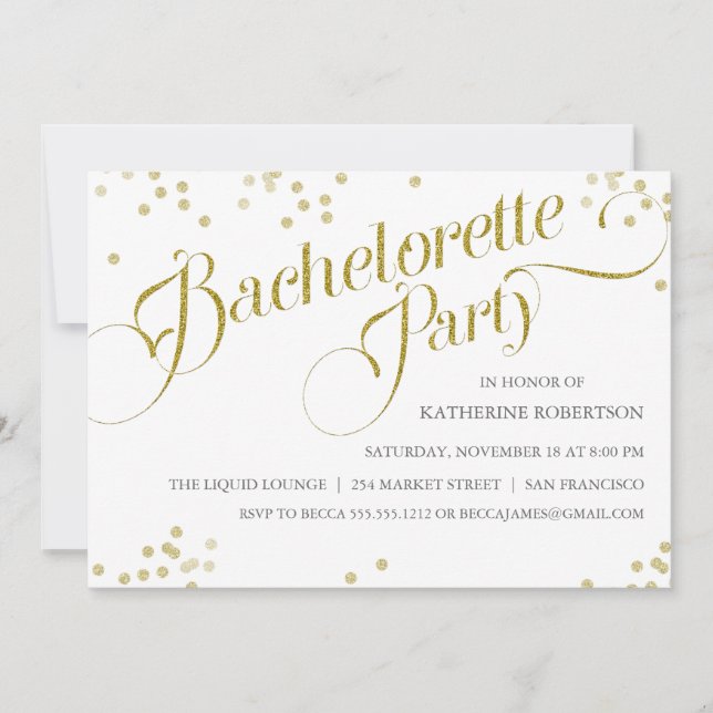 Invitation du Confetti Parties scintillant Bachelo (Devant)