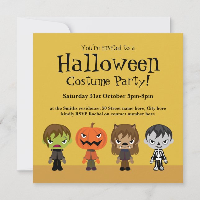 Invitation du Costume d'Halloween (Devant)