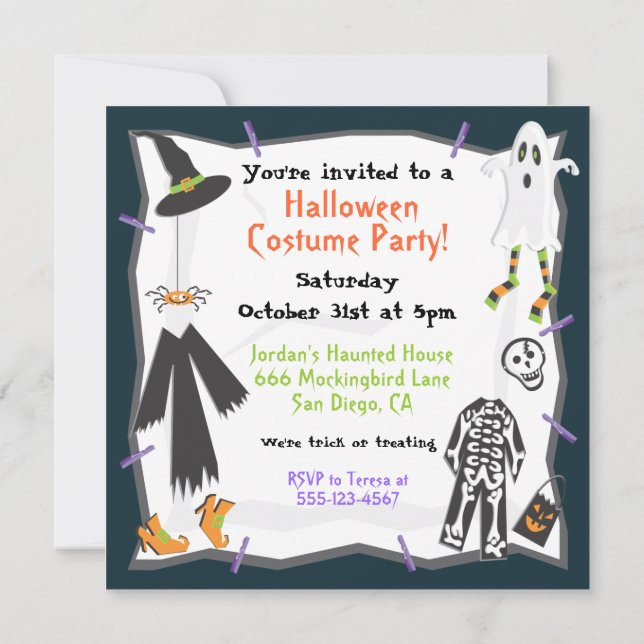 Invitation du Costume d'Halloween (Dos)