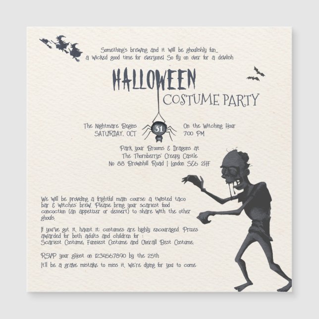 Invitation du Costume d'Halloween (Devant)