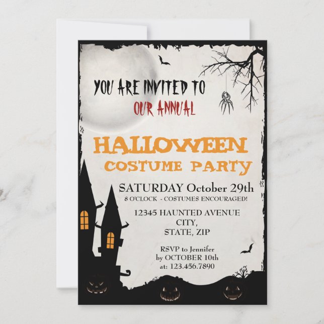 Invitation du Costume d'Halloween (Devant)