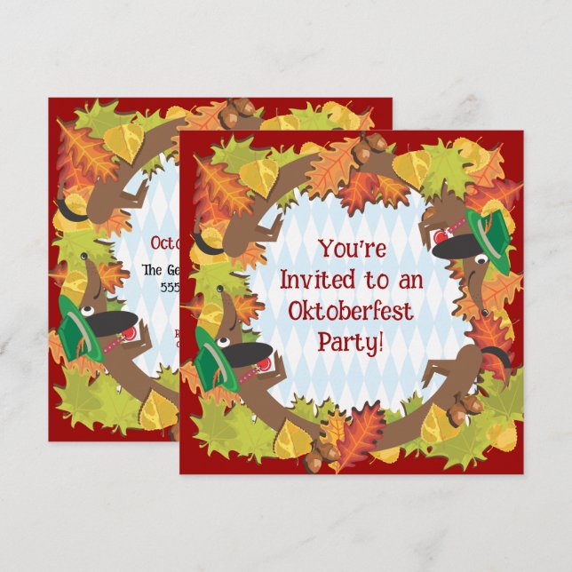 Invitation du Dachshund Party Oktoberfest (Devant / Derrière)