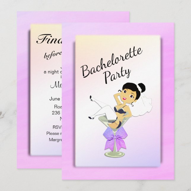 Invitation du Dark Haired Bachelorette Party (Devant / Derrière)