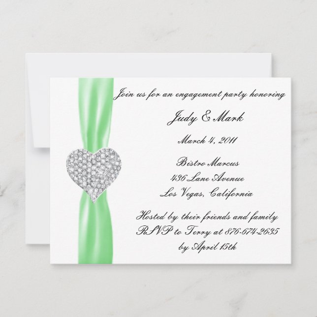 Invitation du Diamond Heart Green Engagement Party (Devant)