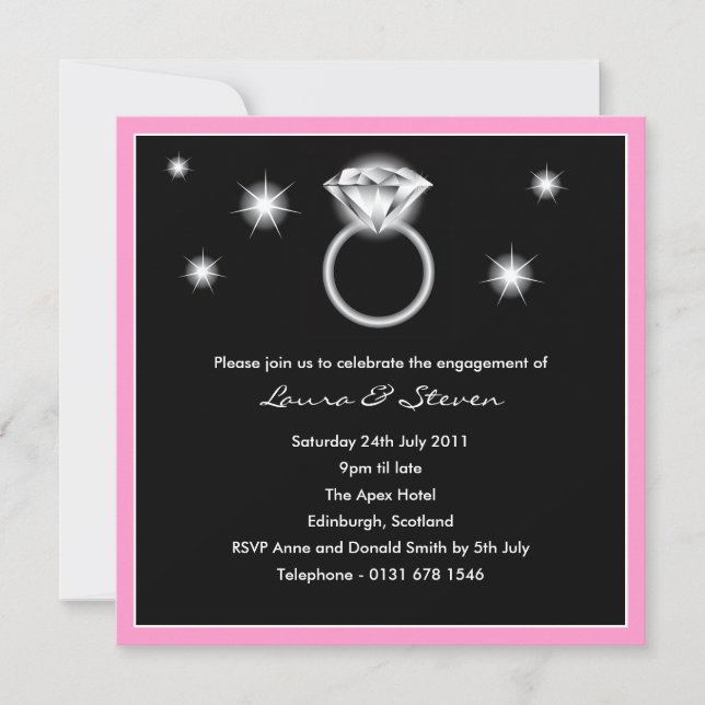 Invitation du Diamond Ring Engagement Party - rose (Devant)