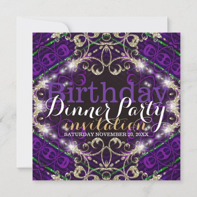 Invitation du dîner de fête d'anniversaire de déco (Devant)