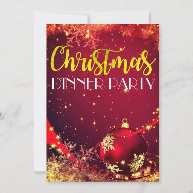 Invitation du dîner de Noël pétillant (Devant)