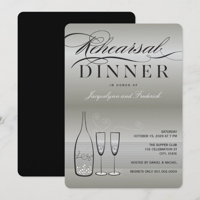 Invitation du Dîner de répétition de Champagne d'a (Devant / Derrière)