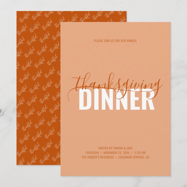 Invitation Du Dîner De Thanksgiving (Devant / Derrière)