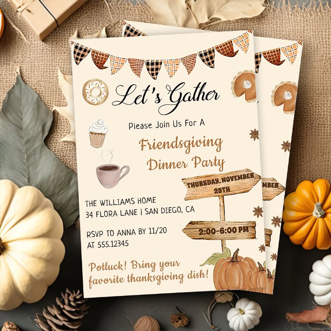 Invitation du dîner de Thanksgiving Friendsgiving (Créateur téléchargé)