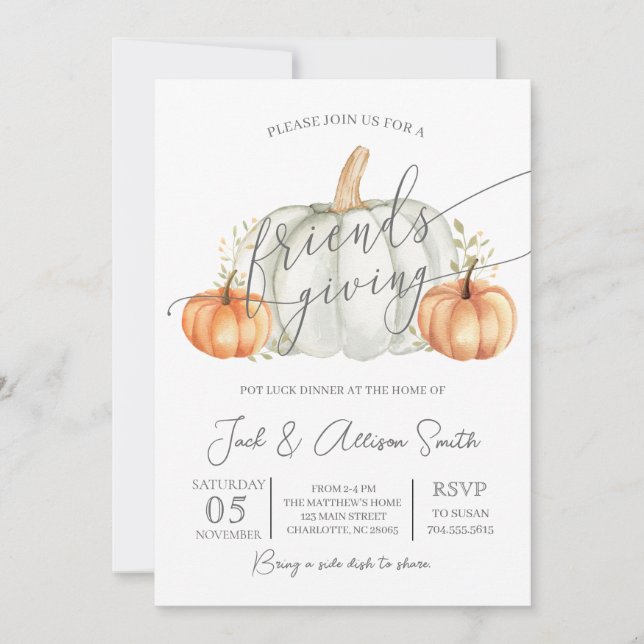 Invitation du dîner de Thanksgiving Friendsgiving (Devant)