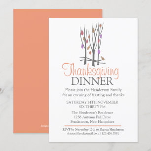 Invitation du dîner de Thanksgiving Tree Fall