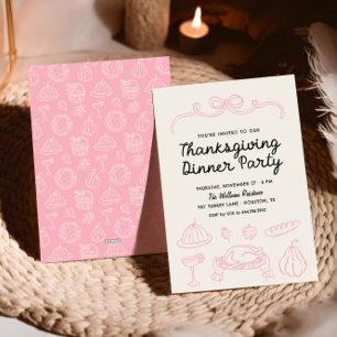 Invitation du dîner de Thanksgiving Whimsy Bow