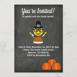 Invitation du dîner Emoji Thanksgiving 2017