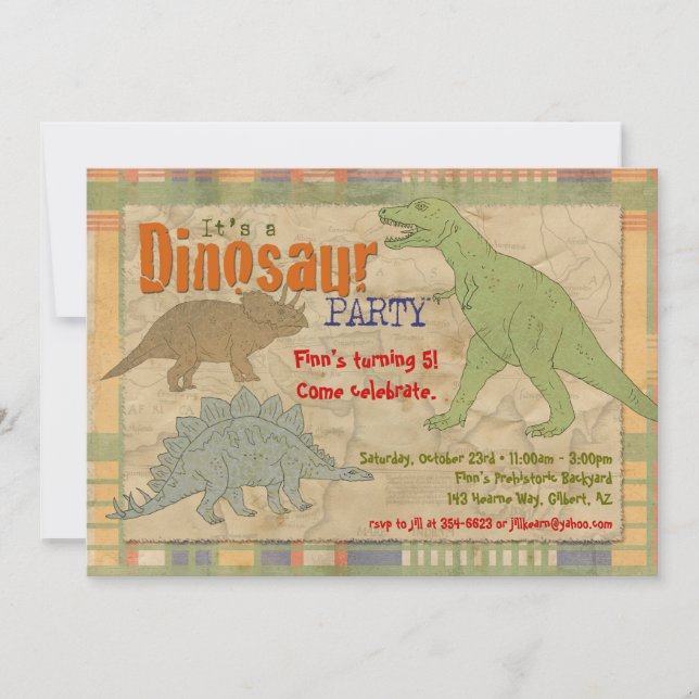 Invitation du Dinosaur Party - Personnalisée (Devant)