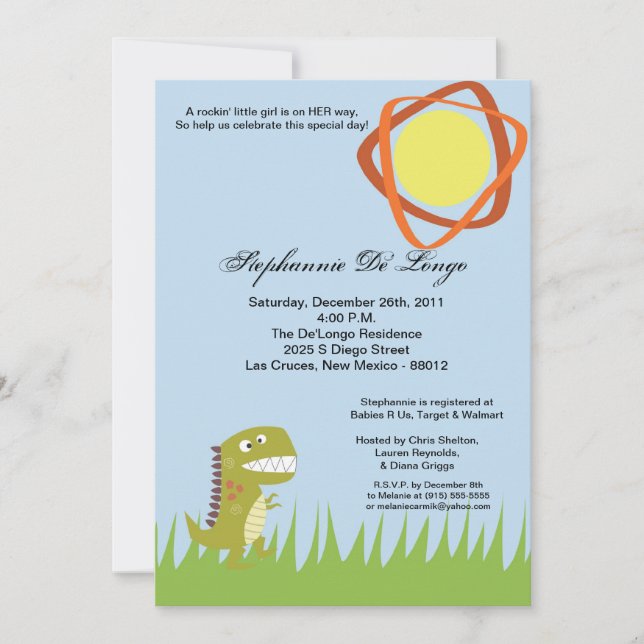 invitation du dinosaure 5x7 (Devant)