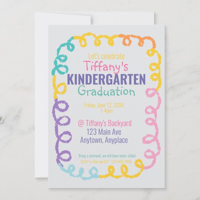 Invitation du doodle Kindergarten Graduation Party (Devant)