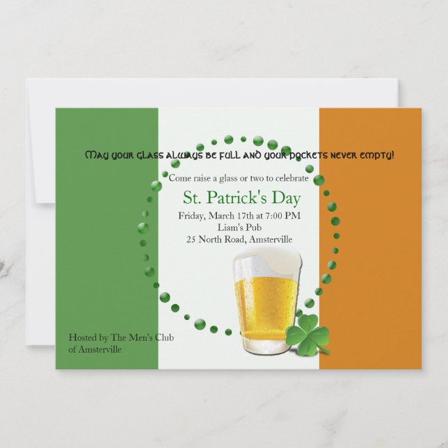 Invitation du Drapeau irlandais St. Patrick's Day (Devant)