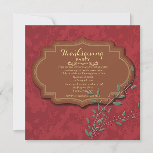 Invitation du Étiquette Vintage Thanksgiving Party (Devant)