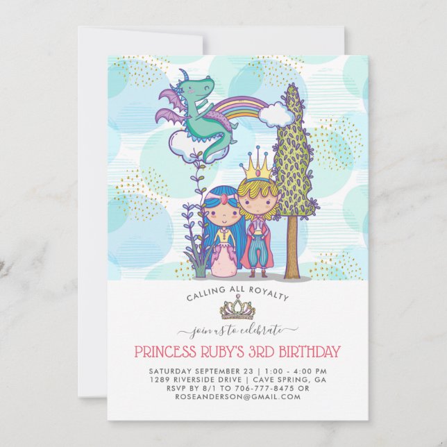 Invitation du Fairytale Party | Prince & Princesse (Devant)